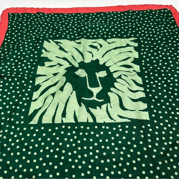 Anne Klein Silk Scarf - Iconic Lion Head Green /Red - Picture 3 of 5